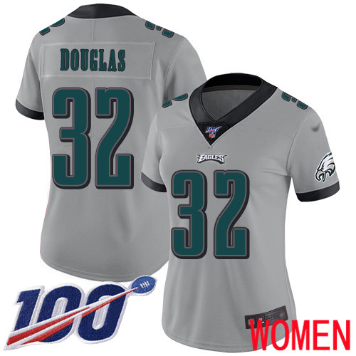 Women Philadelphia Eagles #32 Rasul Douglas Limited Silver Inverted Legend NFL Jersey 100th Season Football->women nfl jersey->Women Jersey